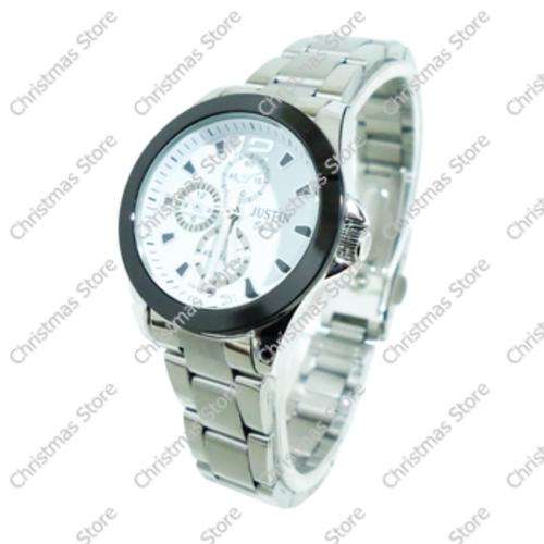 Link Bracelet Wrist Watch Silver Links White Face