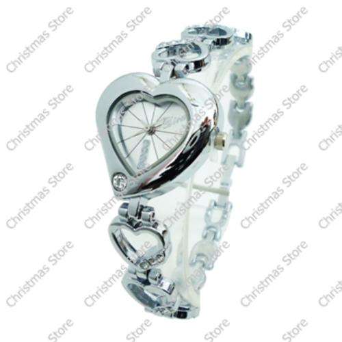 Heart Bracelet Watch - Crystal Accents Silver Bracelet Silver Face