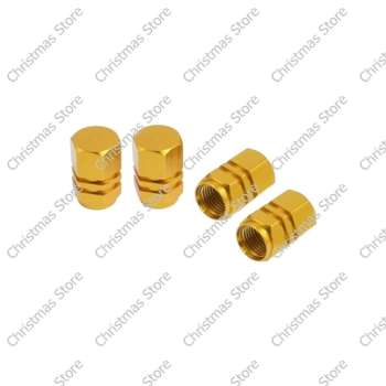 Alluminium Car Auto Tyre Valve Stem Caps Covers for Bicycles Cars & Motorbikes Pack of 4 Gold