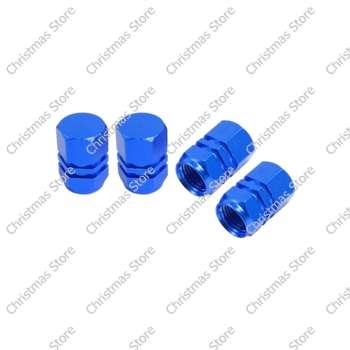 Alluminium Car Auto Tyre Valve Stem Caps Covers for Bicycles Cars & Motorbikes Pack of 4 Blue