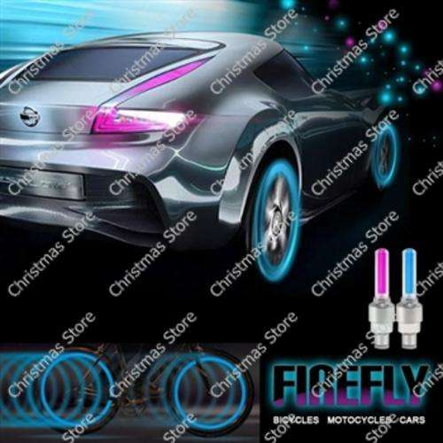 Fireflys Flashing LED Tyre Valve Cap Neon Lamp Pack of 2 Blue Flashing
