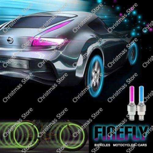 Fireflys Flashing LED Tyre Valve Cap Neon Lamp Pack of 2 Green Flashing