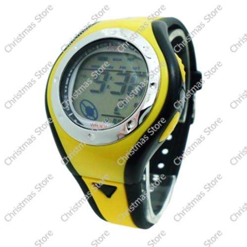 Waterproof Sports Watch Black Yellow Silver
