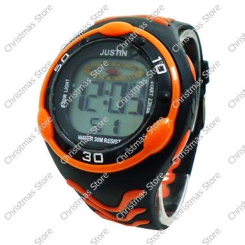 Waterproof Sports Watch Black Orange