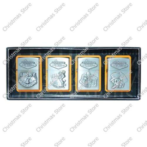 Embossed Las Vegas Gambling Patterns Lighter Gift Set of 4