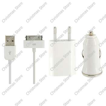 Mini 3 in 1 Multi Charger Travel Kit for iPhone 4