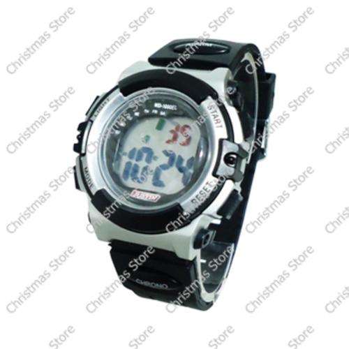 Waterproof Sports Watch - Black Silver