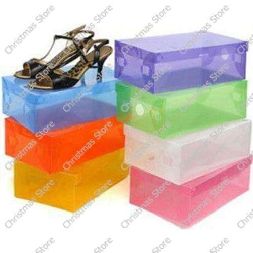 Transparent Plastic Shoe Storage Box Double Pack - Clear