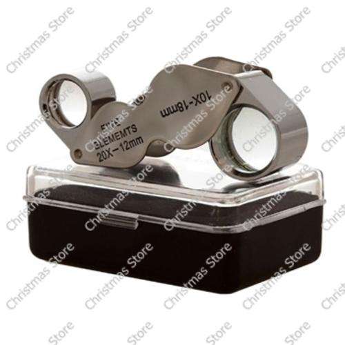 Dual 10x 18mm and 20x 12mm Triplet Magnifying Jewelers Loupe