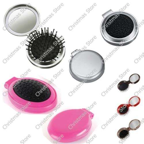 Pop-up Brush Folding Travel Hair Brush with Mirror