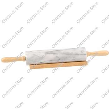 Marble Rolling Pin with Wooden Stand Base