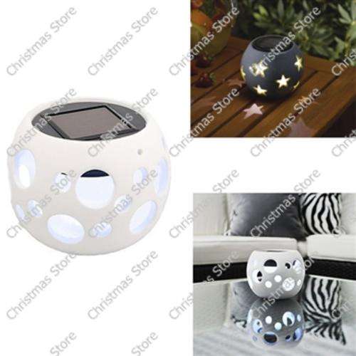 Solar Powered Decorative Table Lamp Ceramic Jar Light