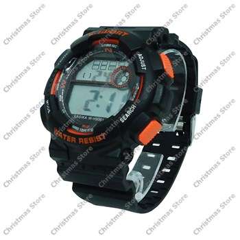 Sports Watch Water Resistant Black Orange