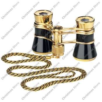 Exquisite Opera Theatre Glasses Folding Binoculars with Necklace Chain and Storage Bag 3X25