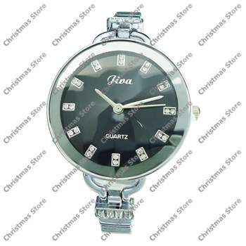 Ladies Bracelet Watch Silver with Black Face