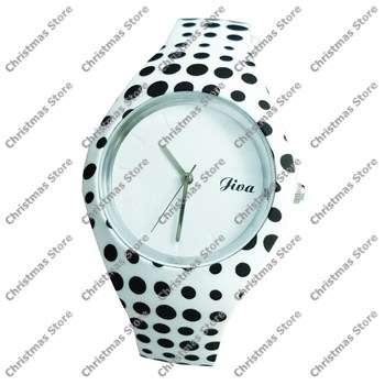 Slim Jelly Watch White with Black Spots