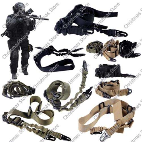 Tactical Elastic Bungee Two-Point Rifle Sling Gun Support Olive Green