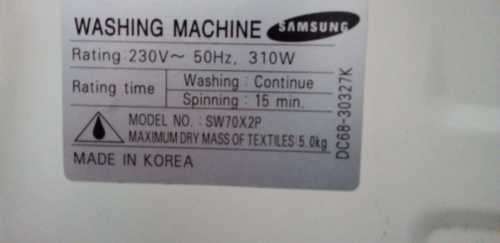 SAMSUNG SW70X2P Top Loader 5kg Washing Machine. (READ DESCRIPTION)