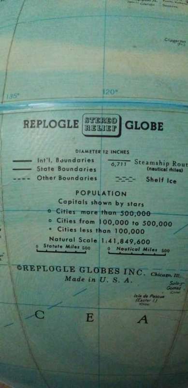 Vintage Replogle Stereo Relief Globe on Stand Circa 1960 (READ DESCRIPTION)
