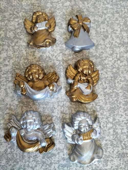 Collection of 5 Small Cherubs and One Bell