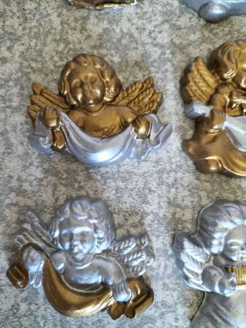 Collection of 5 Small Cherubs and One Bell