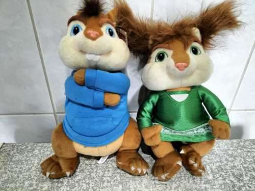 Pair of Genuine Alvin and the Chipmunks Plush Soft Toys