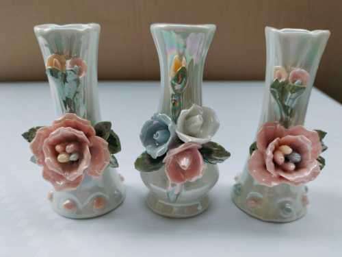 3 x Capodimonte Style Small Bud Vases