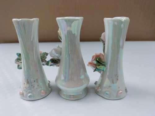 3 x Capodimonte Style Small Bud Vases