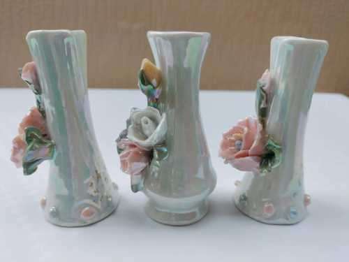 3 x Capodimonte Style Small Bud Vases