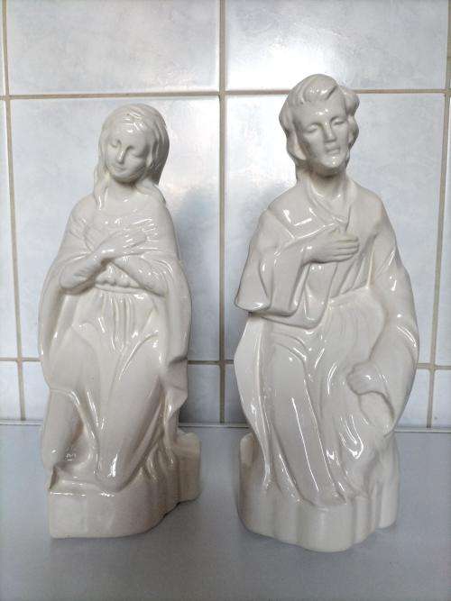 Absolutely Magnificent Handmade White Glazed Porcelain Mary and Joseph