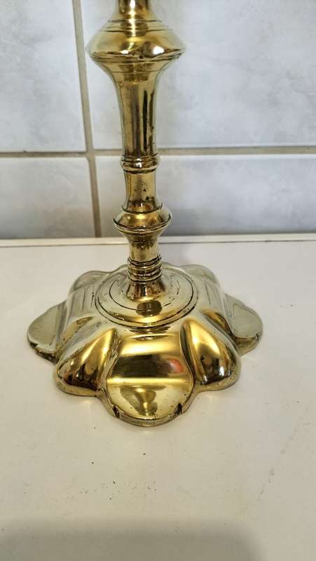 283 Years Extremely Rare and Valuable Circa 1740 George II Solid Brass Candle Sticks - Petal Base