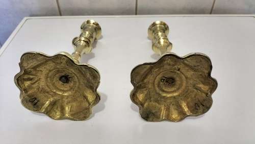 283 Years Extremely Rare and Valuable Circa 1740 George II Solid Brass Candle Sticks - Petal Base