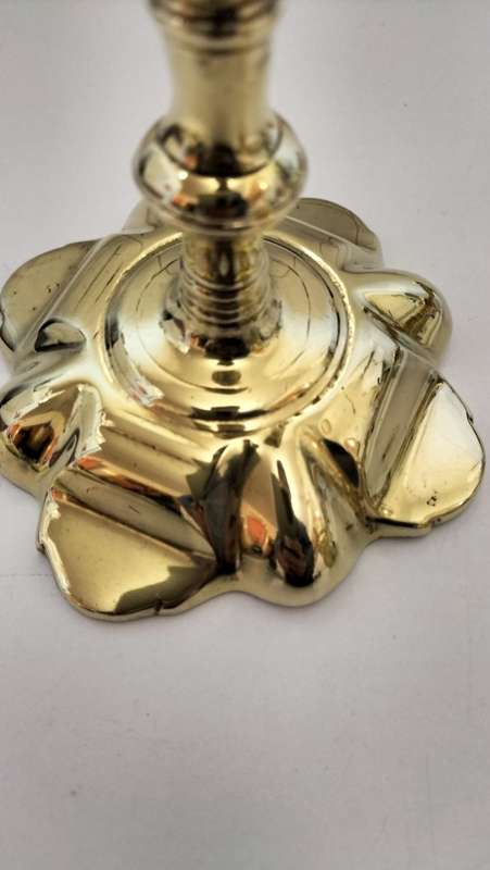 283 Years Extremely Rare and Valuable Circa 1740 George II Solid Brass Candle Sticks - Petal Base