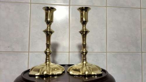 283 Years Extremely Rare and Valuable Circa 1740 George II Solid Brass Candle Sticks - Petal Base