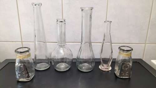 Collection of 6 Glass Bud Vases/Bottles