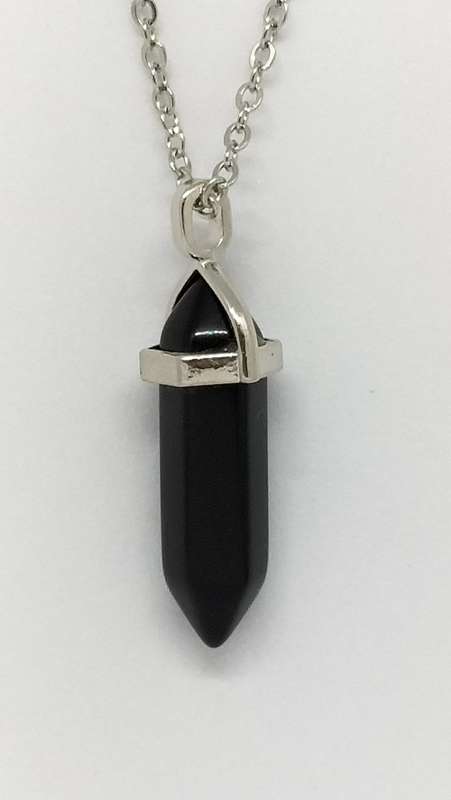 Semi Precious Stone Pendant On Chain - 30mm