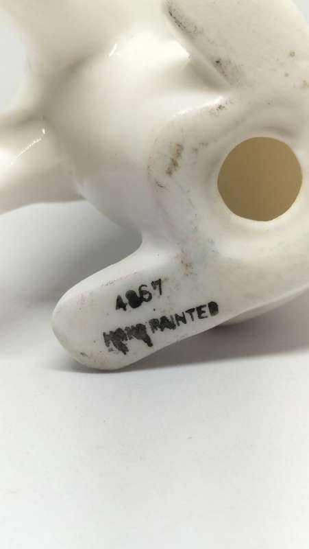 Beautiful Glazed Porcelain Hand Painted Dog Figurine - 10cm