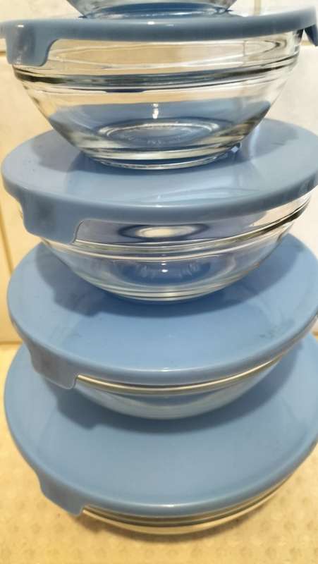 10 Piece Graduated Heat Resistant Glass Bowl Set With Lids - 9cm - 17cm