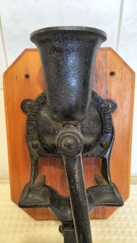 Antique Spong & Co. 1800`s No 3 Coffee Grinder Mounted - Complete And Working