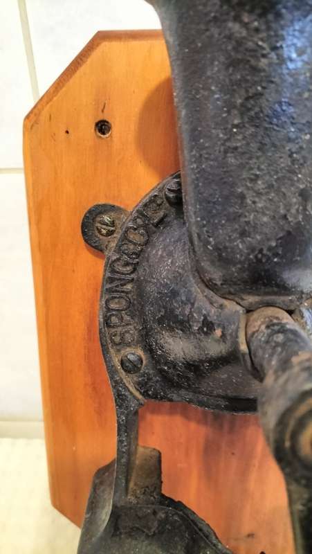 Antique Spong & Co. 1800`s No 3 Coffee Grinder Mounted - Complete And Working