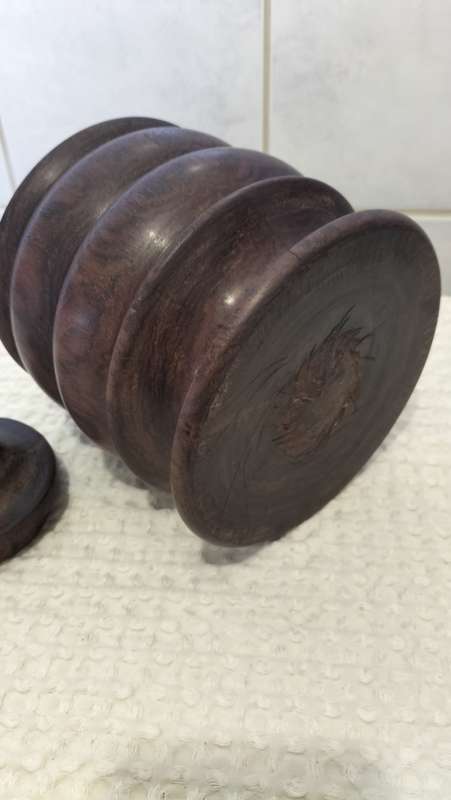 Beautiful Large Vintage Solid Wood Tabaco Jar With Lid - 2.8kg