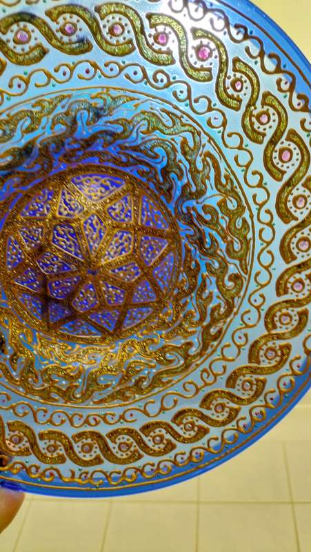 One Of A Kind Hand Painted Blue Glass Plate