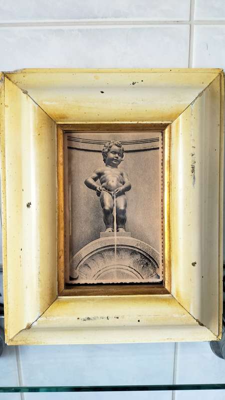 Magnificent Vintage Framed Photo Of Mannekin Piss