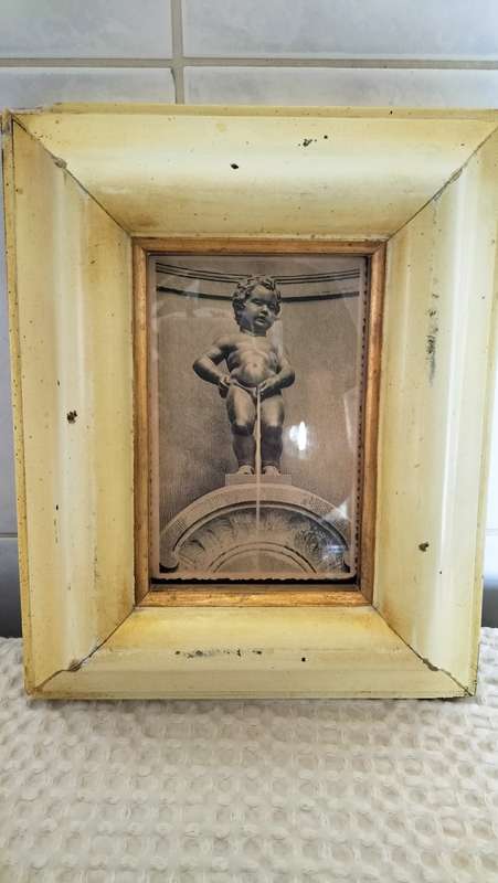 Magnificent Vintage Framed Photo Of Mannekin Piss