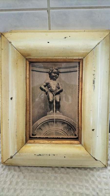 Magnificent Vintage Framed Photo Of Mannekin Piss