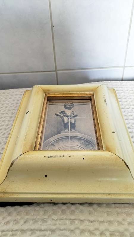 Magnificent Vintage Framed Photo Of Mannekin Piss
