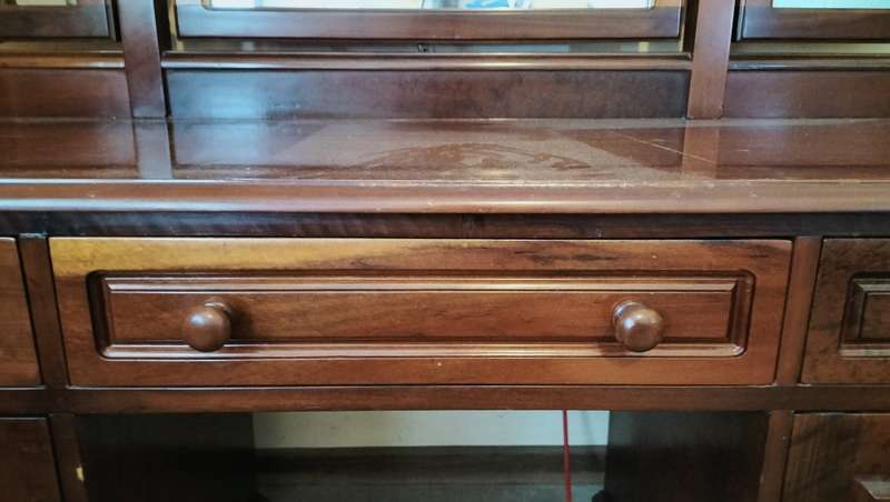 Absolutely Stunning Vintage Imbuia  3 Mirror Large Dresser With Stool - Collection Only