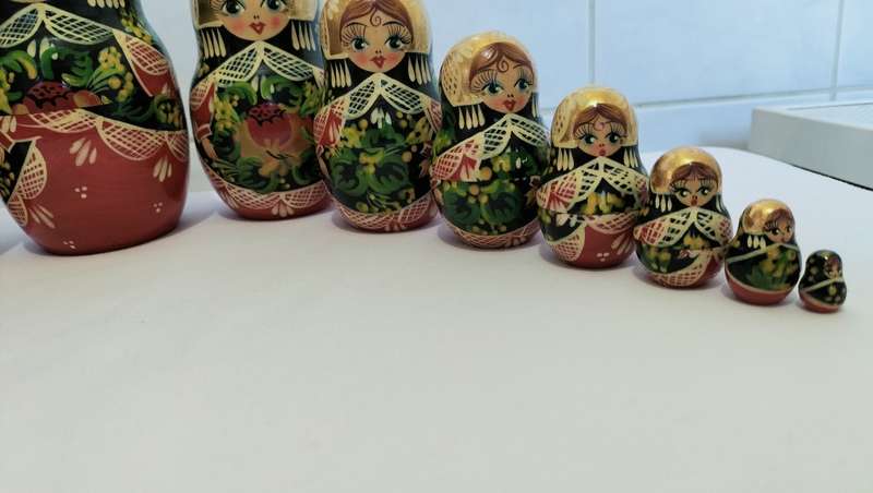 Exquisite 10 Piece Hand Painted Matryoshka Nesting Doll Set In Wood