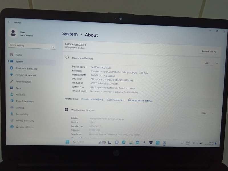 *11th Gen* HP 15-DW3032NI Laptop -  i3-1125G4 8GB RAM 1TB HDD