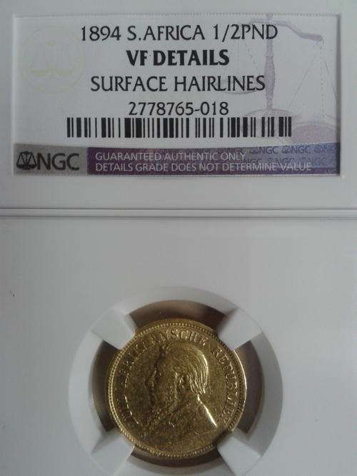 1894 GOLD KRUGER HALF POND - NGC GRADED VF DETAILS